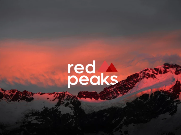 Image of Redpeaks Mountains and logo of company